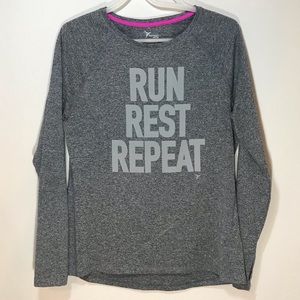 OLD NAVY ACTIVE “Run Rest Repeat” Grey Long Sleeved Shirt